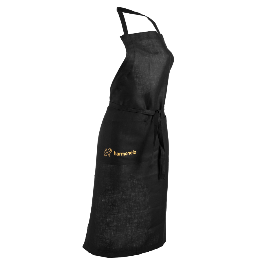 Cooking apron made of hemp fabric - black